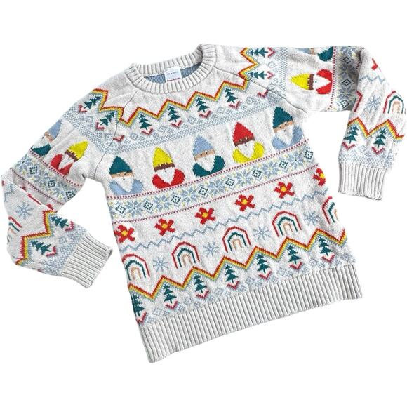 Hanna Andersson Holiday Fair Isle Pullover Sweater Rainbow Gnomes Size 6-7 - Picture 1 of 8